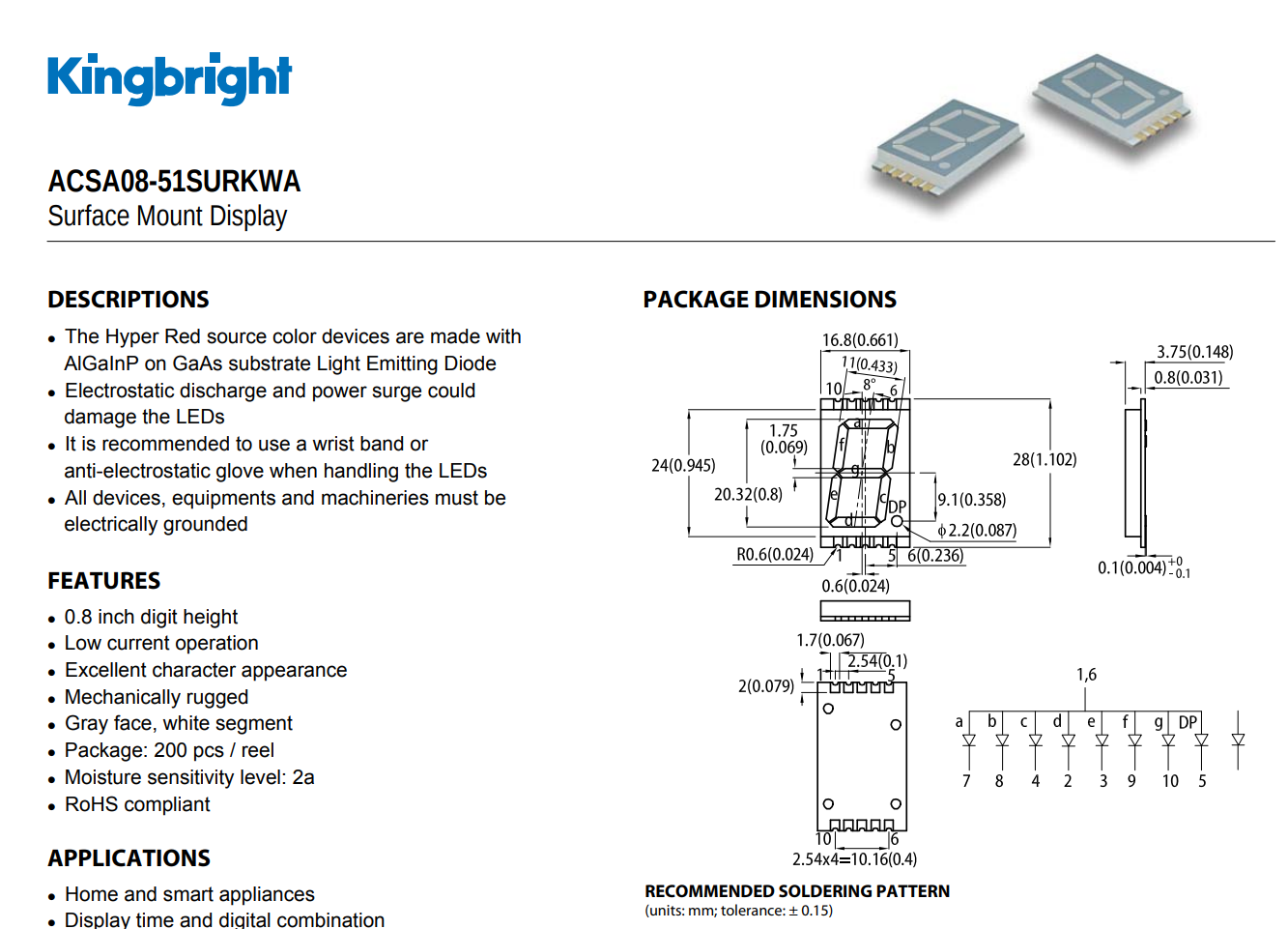 A screenshot from a Kingbright datasheet.